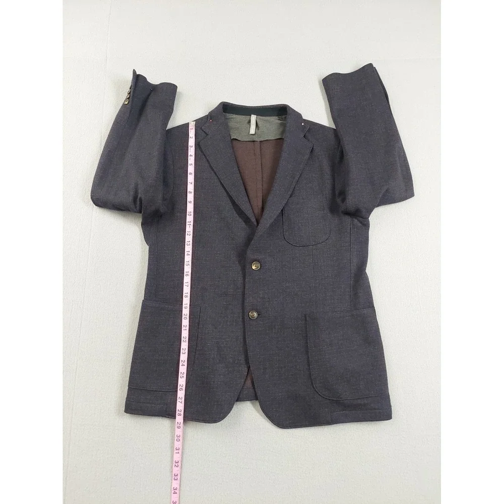 Samuelsohn Men Blazer Jacket 44R Blue Herringbone 100% Wool Single Breasted Work